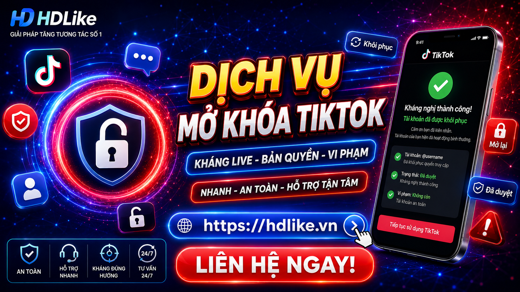 🔐 Dịch vụ mở khóa Tiktok uy tín: kháng tài khoản, livestream, bản quyền